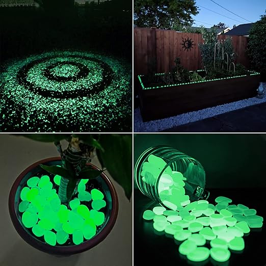 Glow in The Dark Rocks Outdoor, 500 pcs Green Solar Rocks for Landscaping, Outdoor Decor Glow in The Dark Stones, Glowing Pebbles for Garden Backyard Patio Lawn Pond Fish Tank Aquarium Decor