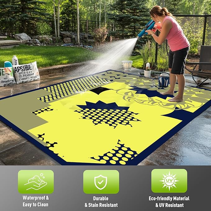 WILDROOTS 5x8 Feet Monroe Plastic Outdoor Rug, Stain Resistant Waterproof Reversible Outdoor Patio Rug, Fade Resistant Camping Rug