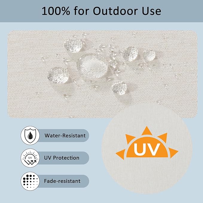 24x24 Inch Outdoor Deep Seat Cushions Set of 2,Thick High-Density Foam, Water-Resistant, Piped Edges & YKK Hidden Zipper for Patio Furniture,Almond