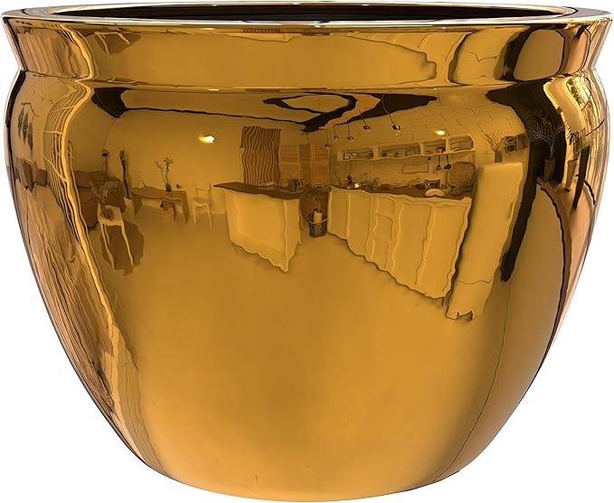 Red Lantern 12" Solid Gold Porcelain Fishbowl