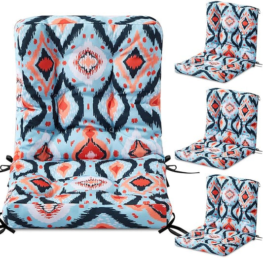 Hoteam 4 Set Outdoor Deep Seat Patio Chair Cushions Waterproof Patio Cushions Set 20 x 42 Inch for Furniture Replacement Removable Seat and Back(Ethnic Style)