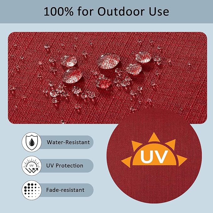 24.5x24.5 Inch Outdoor Deep Seat Cushions Set of 2,Thick High-Density Foam, Water-Resistant, Corner Ties & YKK Hidden Zipper for Patio Furniture,Chili