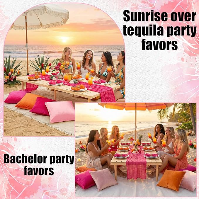 91 x 71 Extra Large Outdoor Boho Picnic Blanket with Tequila Table Runner, 6 Throw Pillow Covers 6 Napkins Woven Cotton Yarn Oversize Beach Blanket Washable Picnic Camp Wedding