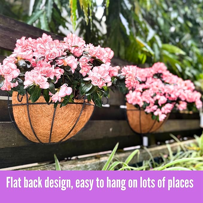 ShopLaLa Wall Planters Outdoor Plants (10 Inch, 10 Pack) Balcony Planters Railing Hanging Fence Planter Over Railing Planters Coco Liner, Wall Mounted Flower Basket Metal Wire Deck Porch Patio Garden
