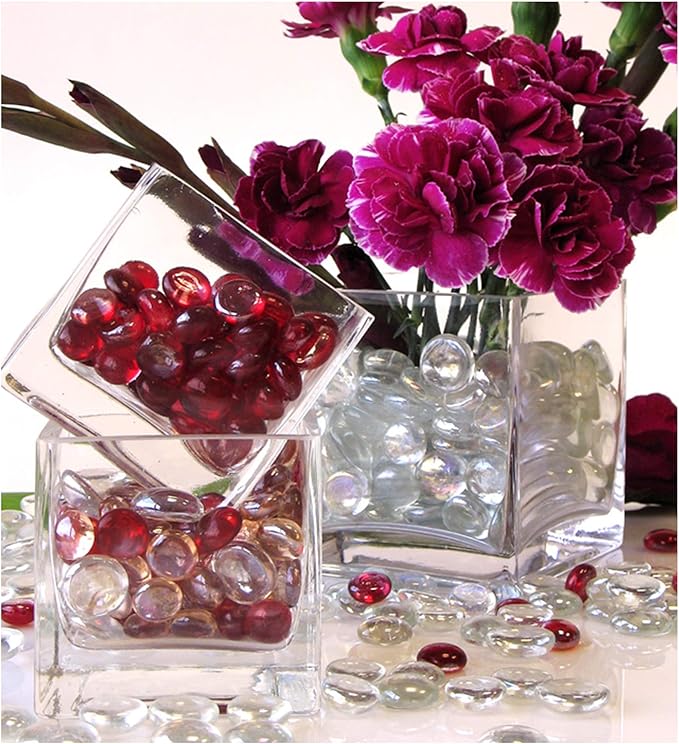 WGV Cube Glass Vase, Candle Holder, 5"x5"x5", Utility, Clear Elegant Floral Accent Container Planter Terrarium Storage for Wedding Party Ceremony Event Office Home Decor, 1 Piece
