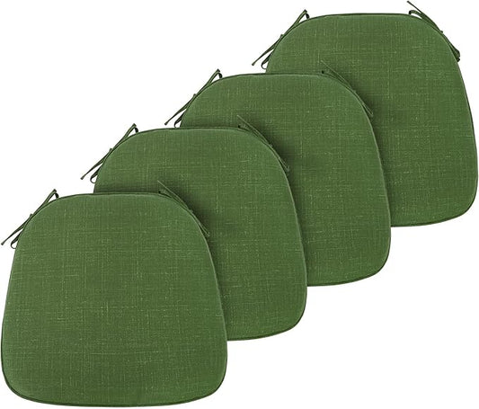 FUNHOME 17"x16"x2" Outdoor Chair Cushions Set of 4, Water Resistant Patio Chair Pads with Ties, Seat Cushions for Home Garden Furniture Decoration-Moss Green