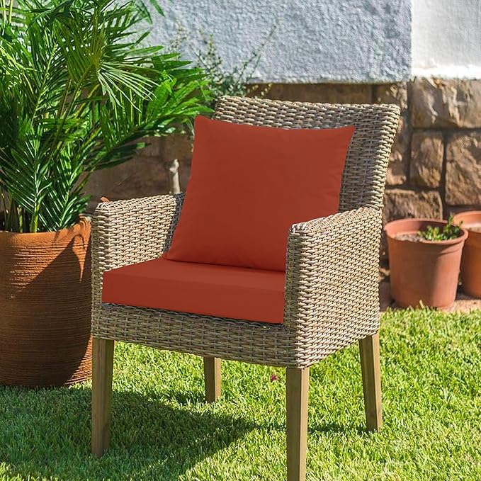 24x24 Inch Outdoor Cushions for Patio Furniture, Waterproof Outdoor Chair Cushions w/ Fade-Resistant, Removable & Machine-Washable Covers, Deep Seat Sofa/Couch Pad Replacement – Set of 1/2/4, Rust