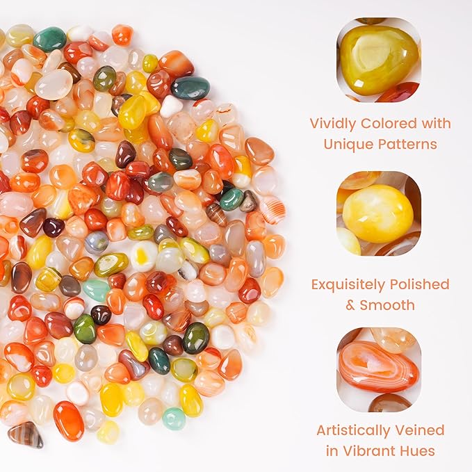 SIDONG 2 LB Colorful Mixed Agate Stone, 1/2 Inch Polished Tumbled Stones, Natural Healing Crystal, Decorative Pebbles for Home Decoration, Indoor Plants, Fish Tanks, Garden Landscaping, DIY Crafts