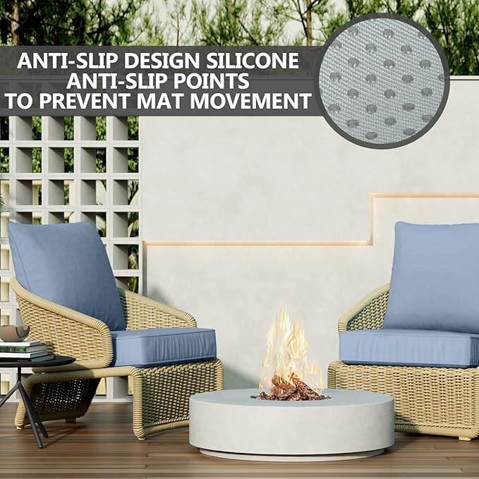 22" x 22" x 6" Outdoor Deep Seat Cushions Set - 4 Set Waterproof & Fade Resistant Patio Furniture Replacement Cushions, Non-Slip Outdoor Cushions Fit Loveseats, Couches, Chairs, and Sofas