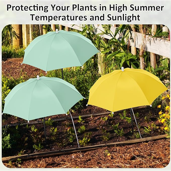Plant Umbrellas for Outdoor Plants 24.8 Inch Garden Shade Cover Sun Protection Umbrella Space Saving Garden Umbrella Shade Canopy for Potted Plants Bed Flower Pot