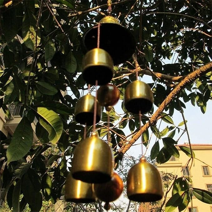 Lucky Wind Chimes Fengshui Bell Copper Alloy Dragon Bell 6 Bells Hanging Wind Bell for Home Garden Hanging Good Luck Blessing
