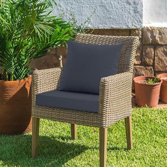 Outdoor Cushions for Patio Furniture, Waterproof Outdoor Chair Cushion w/Fade-Resistant, Removable & Machine-Washable Cover, 22x22 Inch, Deep Seat Sofa/Couch Pad Replacement – Set of 1/2/4, Dark Grey