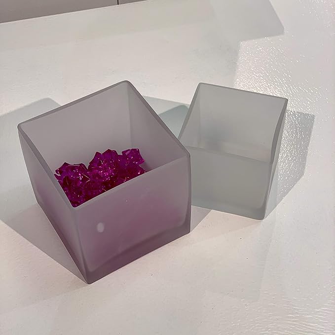 WGV Cube Glass Vase Bulk, Candle Holder, 5"x5"x5", Frosted Elegant Floral Accent Container Planter Terrarium Storage for Wedding Party Ceremony Event Office Home Decor, 12 Pieces