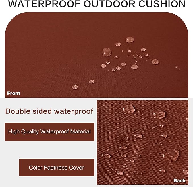 Outdoor Bench Cushion 4 inches Memory Foam Waterproof Patio Furniture Bench Cushion Porch Swing Cushion with Handle and Adjustable Strap, 48 x 18 Inch Terracotta