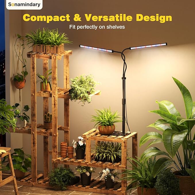 Grow Lights for Indoor Plants, 9V 5700K 120LEDs Full Spectrum Plant Lights for Indoor Growing, Height Adjustable 9.8-35'' with Stable 360° Flexible Arm, Auto 4/8/12H Timer, 5 Brightness Levels