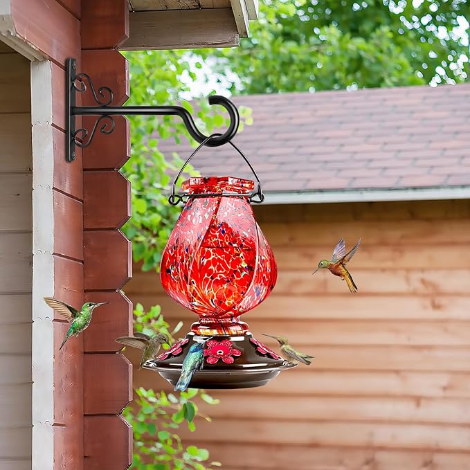 BOLITE Plant Hangers, 6 Inch Hanging Plant Brackets Outdoor or Indoor, Wall Hooks for Hanging Hummingbird Feeders, Bird Feeders, Planters, Lanterns, Wind Chimes, 2 Pack, Black, Gifts for Women Men