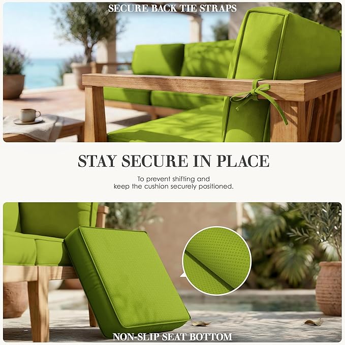 Outdoor Replacement Cushions for Patio Furniture, 5" Foam High-Density, 14-Piece Water-Resistant Outdoor Cushion for 6-Seat Sectional Patio Conversation Sets, Liner&Cover