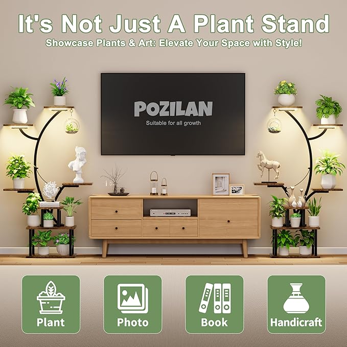 Plant Stand Indoor with Grow Light, 47" Corner Plant Stands for Indoor Plants Multiple, 7 Tiered Metal Plant Shelf Indoor Display Rack Holder, Flower Stand for Living Room, Balcony, Garden, Patio