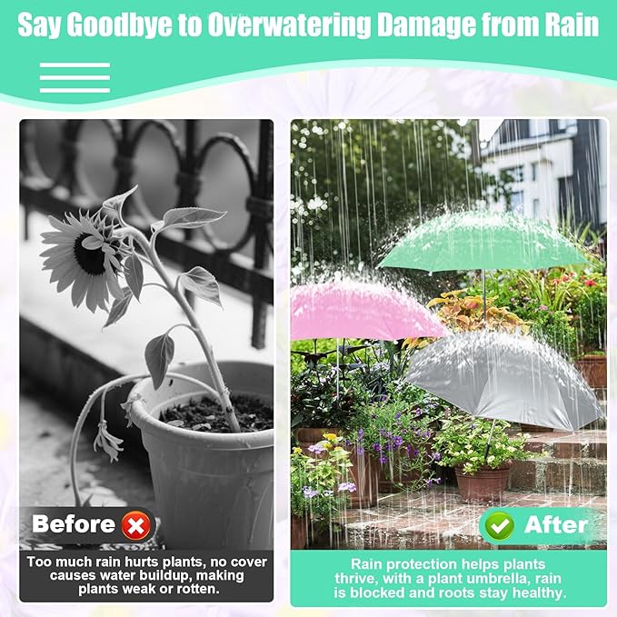 Plant Umbrellas for Outdoor Plants, 24" Garden Plant Umbrella Sun Shade Cover for Potted Plants, Garden Beds and Flower Pots, Provide Sun Protection to ‌Shield Plants from UV Rays Block Blazing Sun