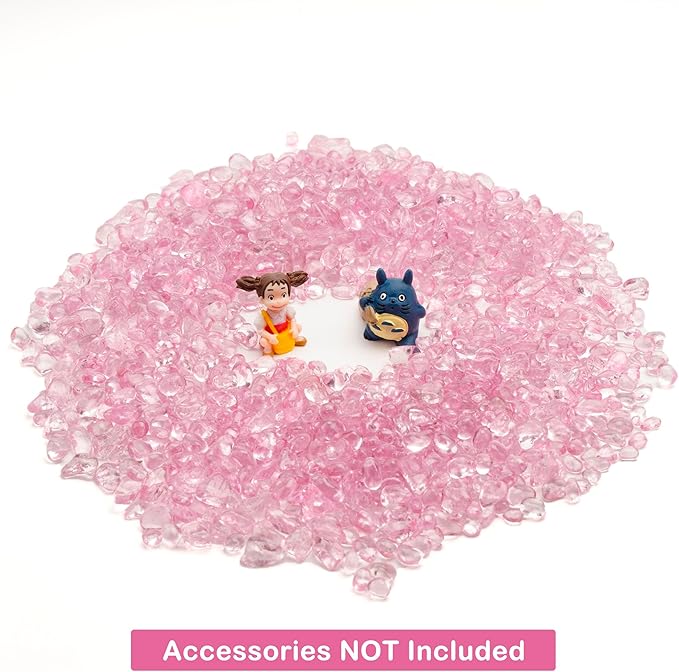 WAYBER Glass Stones, 1Lb/460g Irregular Sea Glass Dercorative Rocks Non-Toxic Artificial Crystal Pebbles for Aquarium Decoration/Vase Filler/Table Scatter/Handcraft/Jewelry Making/Gems Display, Pink