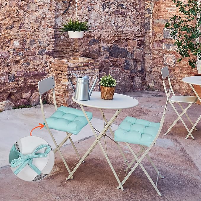 JMGBird Outdoor Chair Cushions, Patio Seat/Back Cushions, Pack of 2, 19" x 19" with Ties Transform Your Patio with Our Furniture Cushions (Light Blue)
