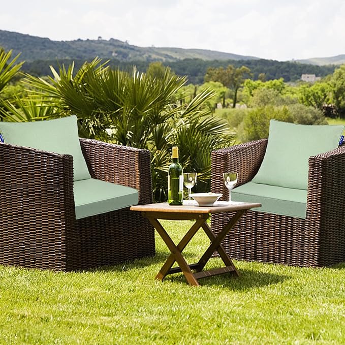 Deep Seat Cushions, Outdoor Cushions, Patio Furniture Cushions, Deep Seat & Back Cushion Patio Cushions for Backyard Couch Sofa Fade Resistant (22x24x4 inches 4 Sets, Light Green)