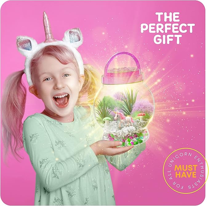 Dan&Darci Light-Up Unicorn Terrarium Kit for Kids - Kid Easter Birthday Gifts - Best Unicorn Toys & Activities Kits Presents - Arts & Crafts for Girls & Boys Age 4 5 6 7 8-12 Year Old Girl Gift