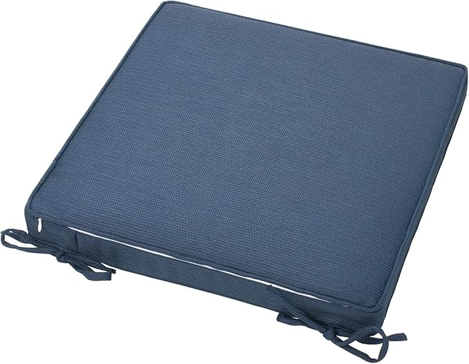Magpie Fabrics Indoor Outdoor Waterproof Square Chair Cushion, 18" x 18" x 2.5", 2 Pack, Water Resistant Seat Cushions, for Patio Garden Office, Navy