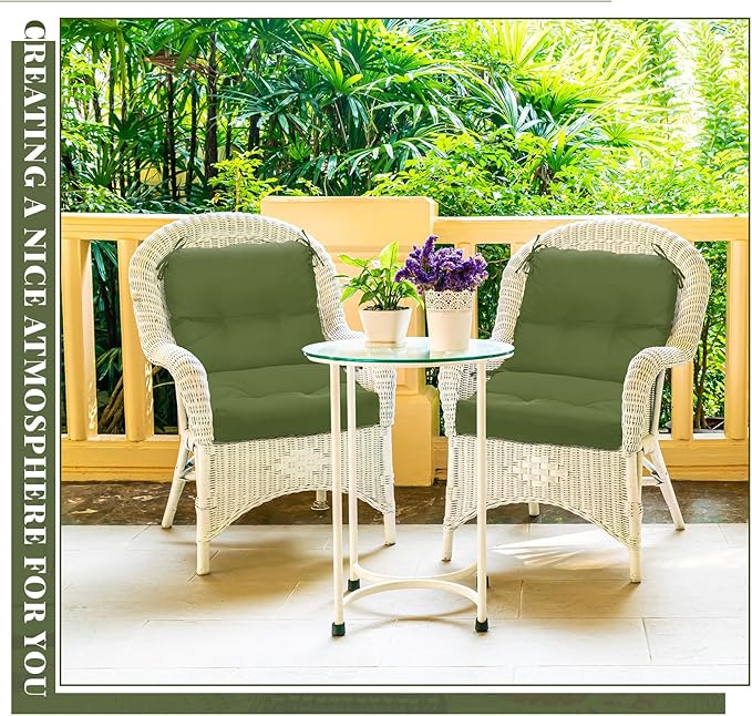 Geetery Set of 4 High Back Wicker Patio Chair Cushions for Outdoor Furniture 41.74x20.87x3.94 Inch Waterproof Thick Replacement Seat Pads with Non Slip Ties for Porch, Deck, Lawn & Garden(Moss Green)