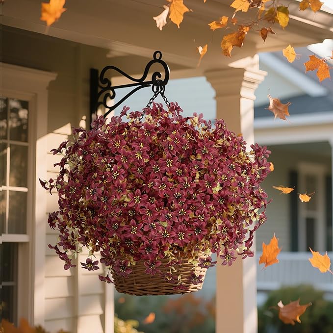 SHareconn 20 Bundles Artificial Fall Mums Flowers for Outdoors Decoration, Fake Silk Daisy Realistic Faux Plants UV Resistant for Planter Home Porch Patio Yard Autumn Indoor Outside Decor, Brown
