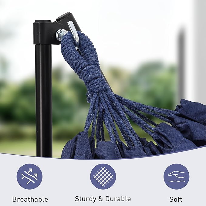 Ainfox Hammock with Foldable Stand, 2 in 1 Hammock and Swinging Chair with Carrying Bag, Portable Camping Chair Suitable for Outside, Swing,Patio,Garden,Camping Trip Blue