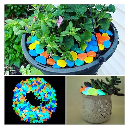 Glow in The Dark Rocks Outdoor, 500 pcs Multicolor Solar Rocks for Landscaping, Outdoor Decor Glow in The Dark Stones, Glowing Pebbles for Garden Backyard Patio Lawn Fish Tank Aquarium Decor