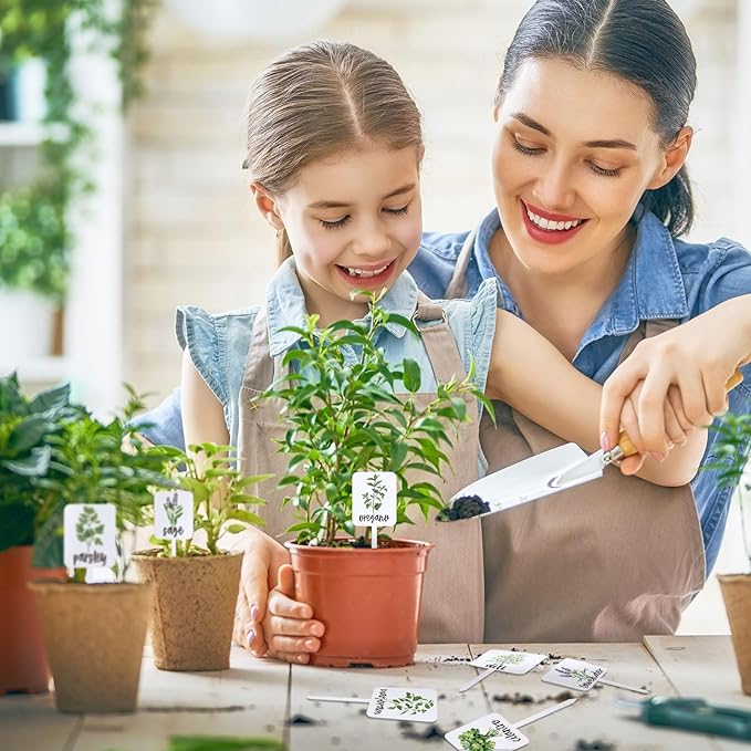 Whaline 24Pcs Acrylic Plant Label Signs 12 Styles Planted Herb Garden Markers Waterproof Plant Stake Tags with Herb Names for Nursery Indoor Outdoor Garden Decoration