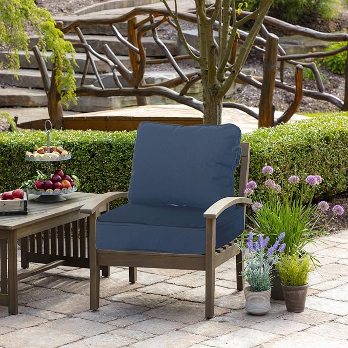 19"x19" Outdoor Universal Cushion Set of 1, Patio Cushions with Handles & Ties, Water-Proof Stain-Resistant UV Resistant Weather Resistant High Resilience Foam with YKK Zippers,Navy Blue