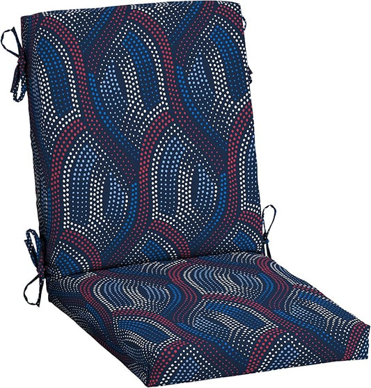Arden Outdoor Dining Chair Cushion, 20 in x 20 in, Patio Cushion for Patio, Dining, or Rocking Chairs, Sapphire Liberty Mosaic