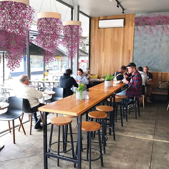 RECUTMS Hanging Fake Vines Artificial Hanging Plants Greenery 4Pcs Faux Wall Vines Ferns with Plastic Flowers for Valentines Day Bedroom Indoor Outdoor Living Room Spring Decoration(Fuchsia)