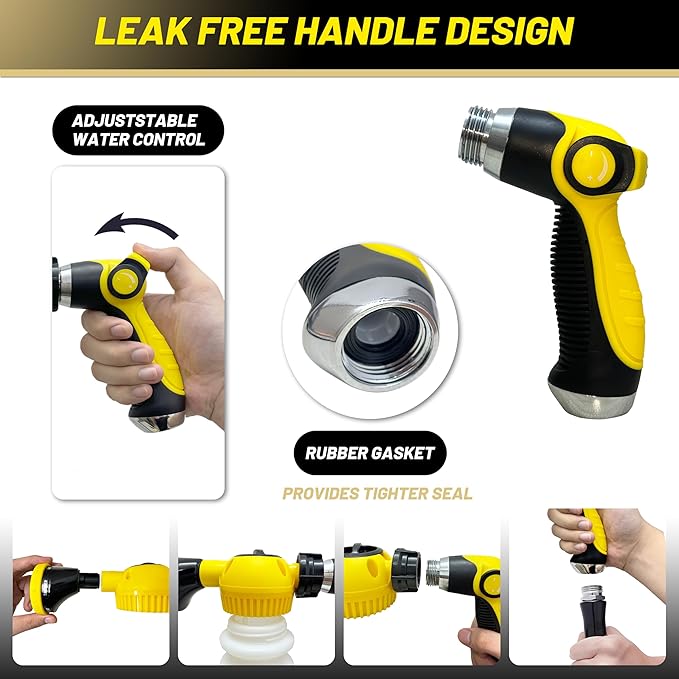 Foam Gun Car Wash Sprayer with Washing Sponge & Absorbent Towel, Foam Cannon Car Washing Kit, 1/2” Connector for Garden Hose, for Car/Garden Cleaning (YELLOW)