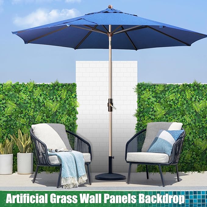 Artificial Plant Wall Panels, 20"x20" 6PCS Faux Grass Backdrop with UV Resistant Fern Leaves, Green Wall Decor for Outdoor Indoor Patio Garden Backyard