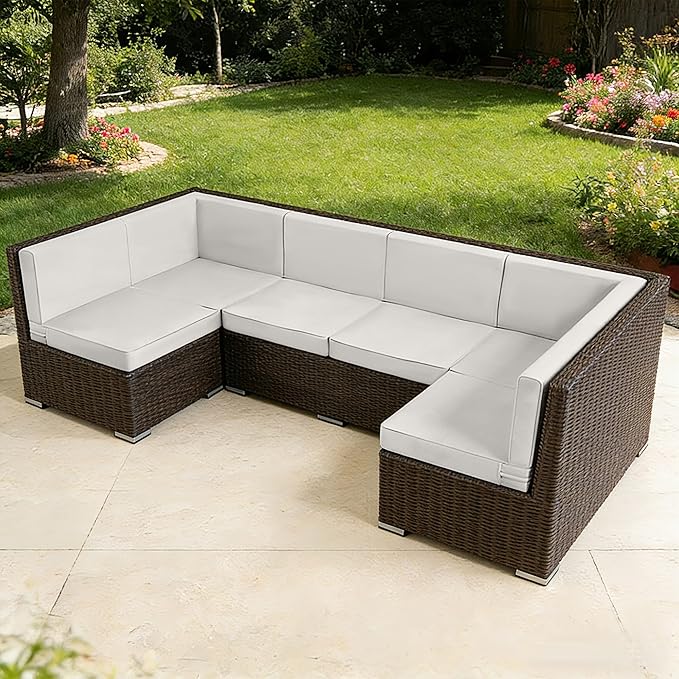 Outdoor Replacement Cushions for Patio Furniture, Splash-Resistant and Fade-Resistant 14 Pieces Outdoor Couch Cushion, 25.6x25.6x4 Inch Sofa Pad with Removable Fabric Cover