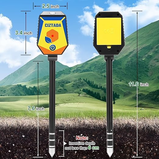 Smart Soil Moisture Meter pH Salinity Tester 8 in 1 Moisture pH Light Environment Humidity Fertility EC Salt Temp Soil Meter for Indoor/Outdoor Plants with App Monitor for Garden, Lawn, Farm