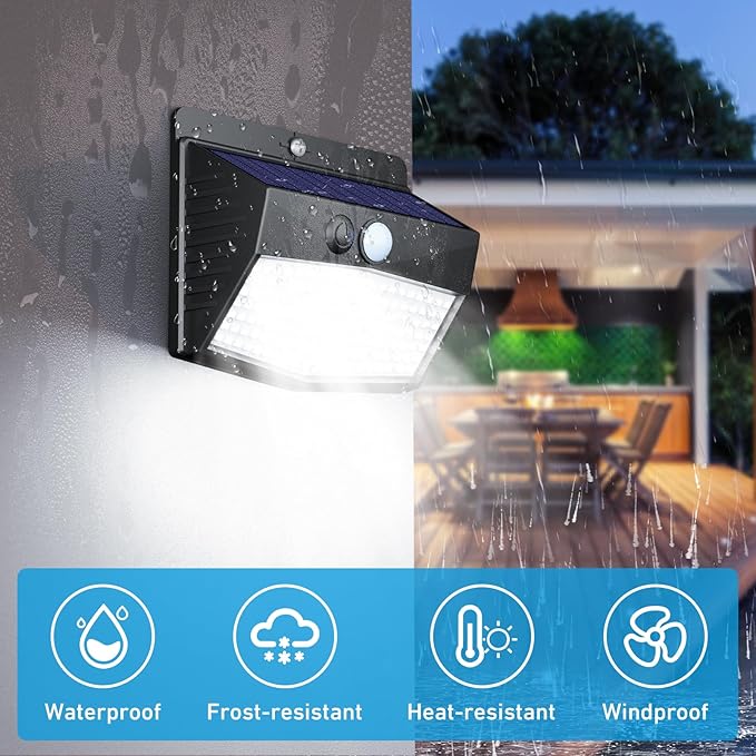 Peasur 1 Pack Solar Motion Lights Outdoor, Solar Security Light with 3 Modes, IP65 Waterproof Flood Lights Outside for Camping Garden Patio Garage Backyard