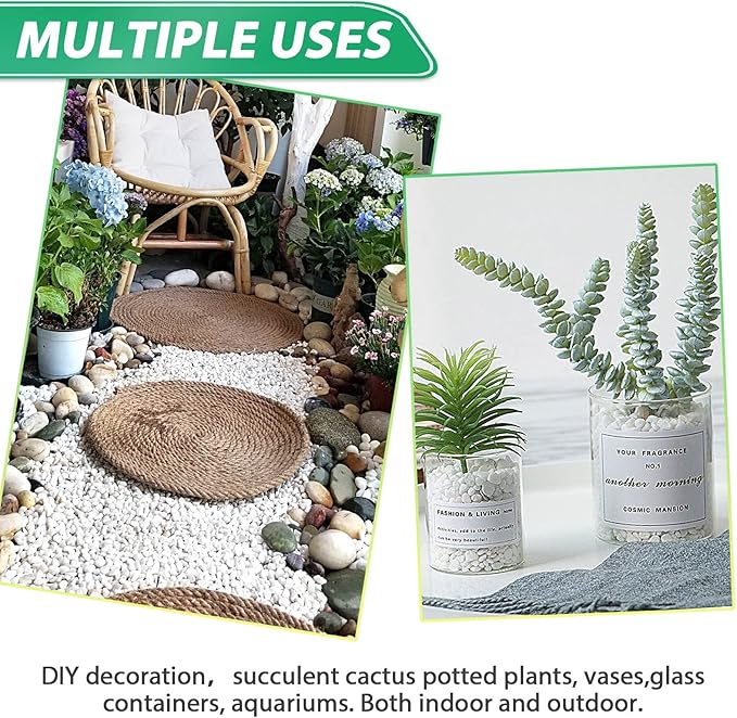 Succulent Rocks for Plants Tiny Pebbles for Planters 2.8LB Pea Gravel Bulk Course Sand Soil Small Decorative Stones for Indoor Bonsai Pots Cactus Top Dressing Aquarium Garden Landscape, White