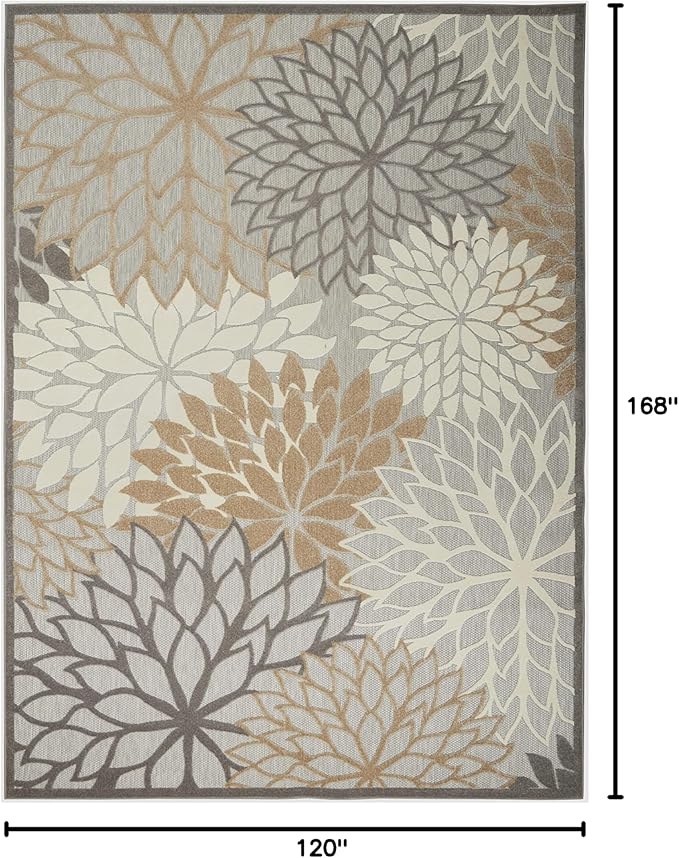 Nourison Home Aloha Natural 10' x 14' Area Rug - Easy Clean, Non Shedding, Bed Room, Living Room, Dining Room, Kitchen (10' x 14')