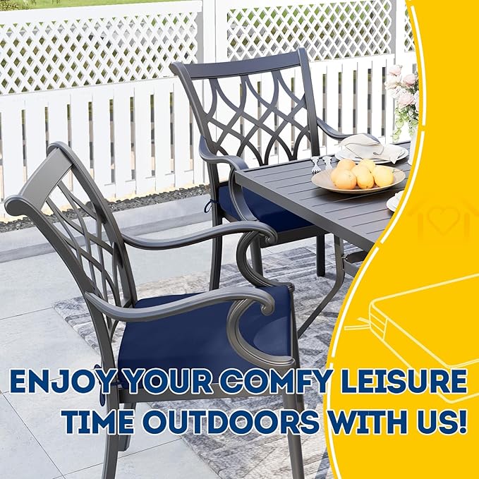 AAAAAcessories Outdoor Seat Cushions for Chairs, Waterproof, Fade-Resistant, 17" x 16" x 2", Patio Furniture Replacement Cushions, Set of 2, Navy Blue