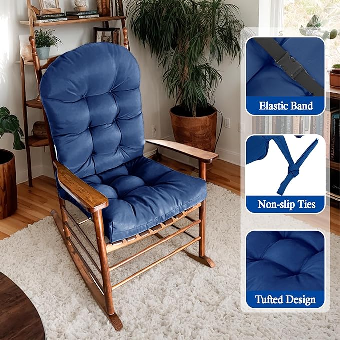 Adirondack Chair Cushion, Thick Indoor/Outdoor Rocking Chair Cushion with High Elasticity PP Cotton Water-Resistant Patio Furniture Cushions High Back Seat Pads for Porch Yard Lawn Chairs 44x19x4