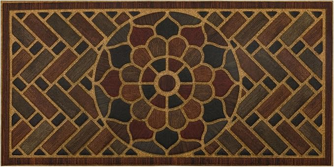 Mohawk Home Medallion Grain Casual Ornamental Medium Brown 2' X 4' Door Mat Perfect for Porch, Garage