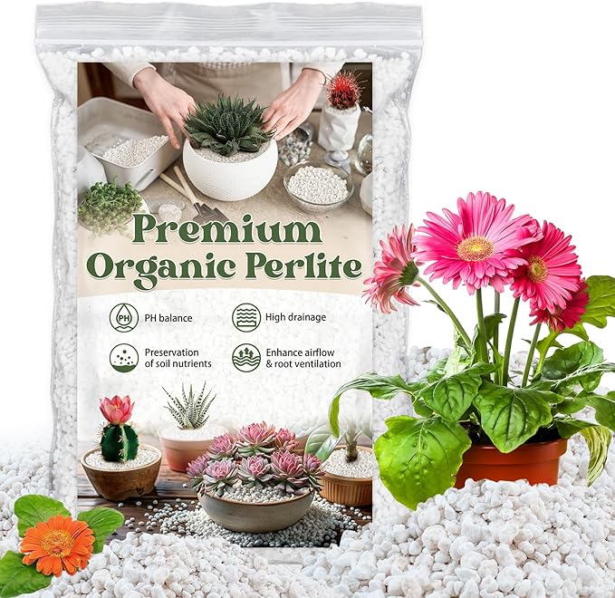 Perlite,Premium Oraganic Perlite Soil Amendment for Plant,Porous Volcanic Rock, Aeration & Drainage Enhancer, Ideal for Succulents, Flower Plants, Hydroponics-4 QT