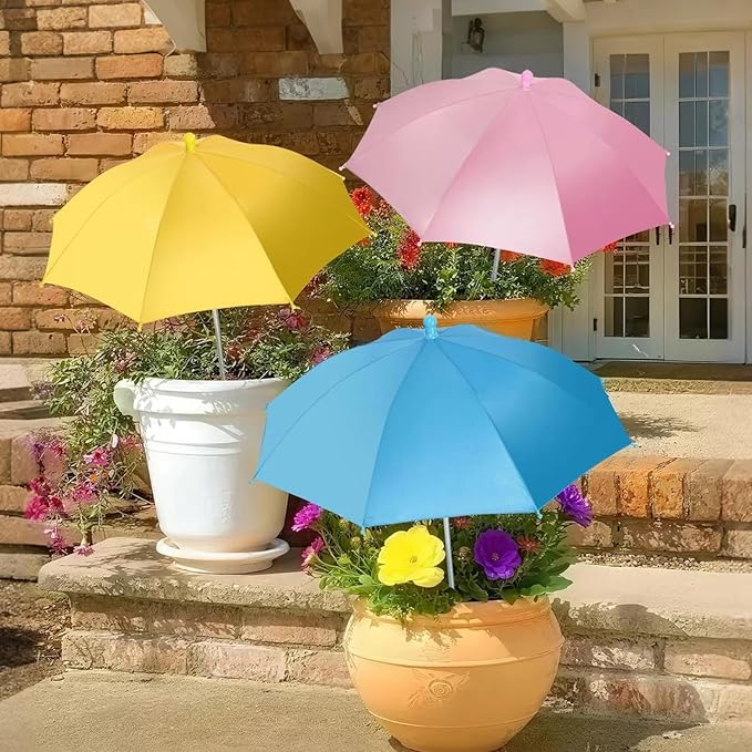 Plant Umbrellas for Outdoor Plants, Garden Umbrella Shade for Potted Plants, Sun Shade Cover for Garden Bed, Upgraded Small Plant Umbrella 21'' Diameter Adjustable Height 3 Pack