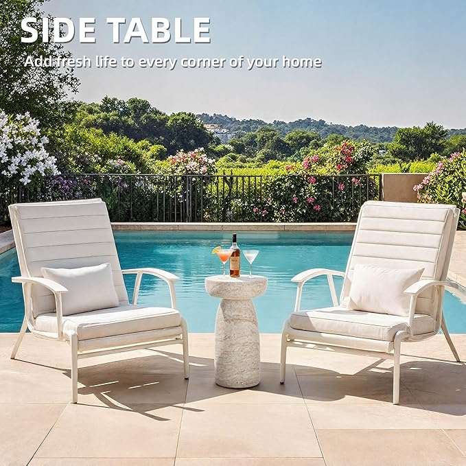 24" Large Side Table Outdoor, Modern Geometric Pedestal End Table, Multi-Functional & Decorative Coffee Table, Accent Table, Planter Stand for Garden Patio Porch Balcony or Living Room Decor