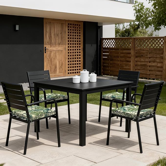LVTXIII Outdoor Seat Cushions Seasonal Replacement Chair Cushions, Patio Chair Pads with Ties for Dining Chairs and Garden Furniture, Square Back, 18.5"x16"x2", 4 Pack, Tropical Paradise